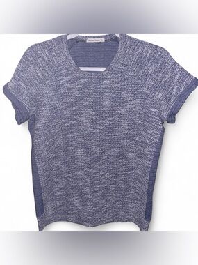 Marine Layer Women’s Boucle Knit Top Sz L Blue White Nautical Coastal Shirt
